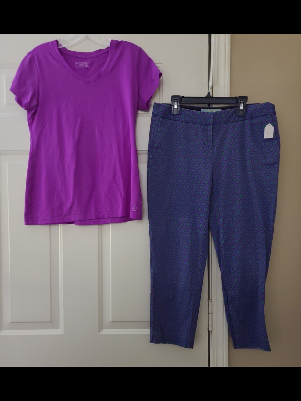 Boden Purple Patterned Cropped Pants & Top
